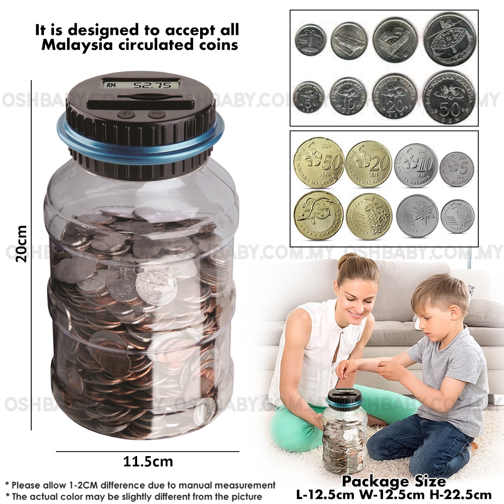 Piggy Bank TABUNG DIGITAL Coin Saving Box Counter LCD Duit Syiling ...