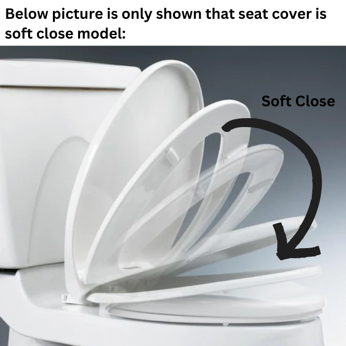 Heavy Duty DShaped Soft Closing Toilet Seat 465mm x 365mm THIN PROFILE
