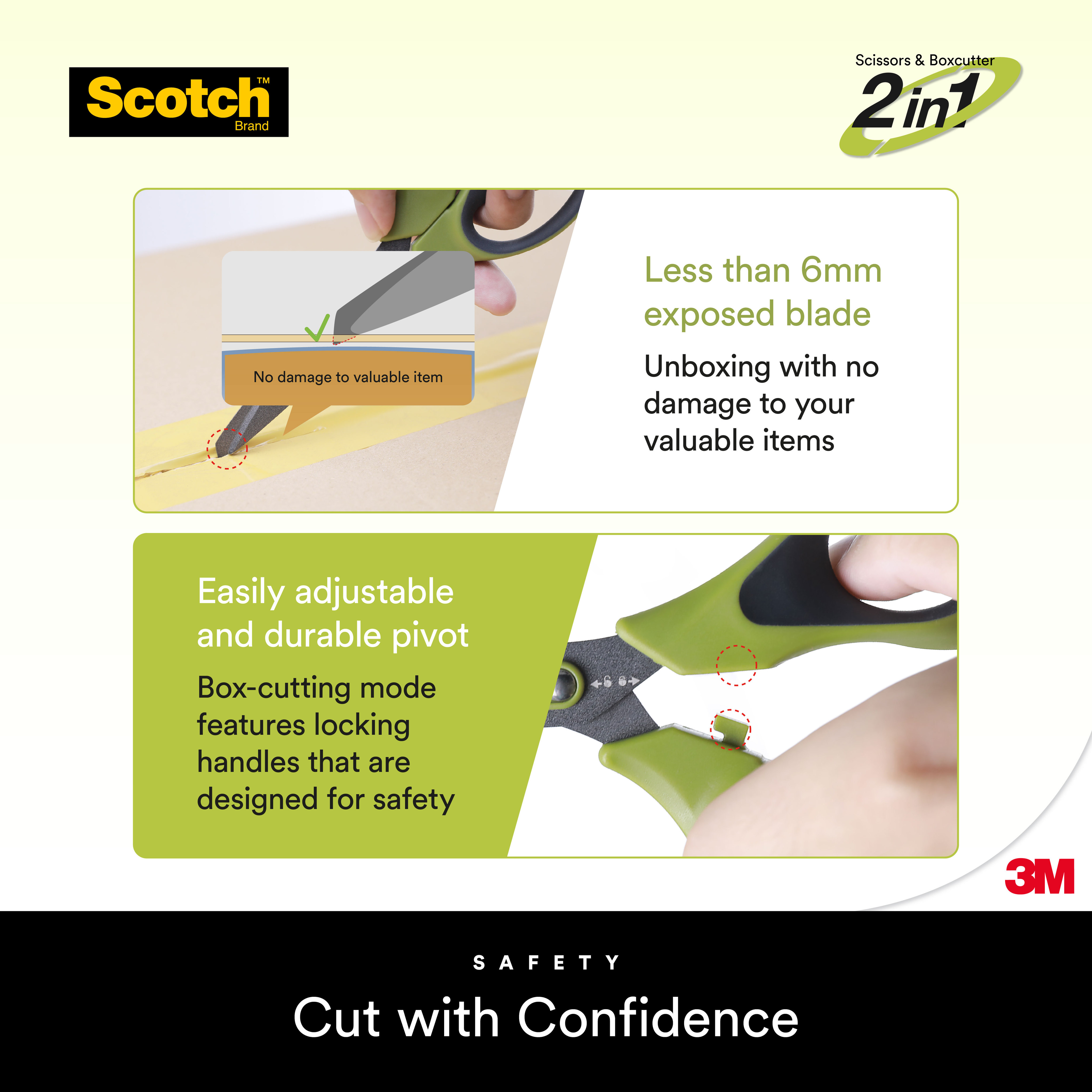 3M Scotch Unboxing Scissors (7-inch) (Non-Stick Coated / Stainless ...