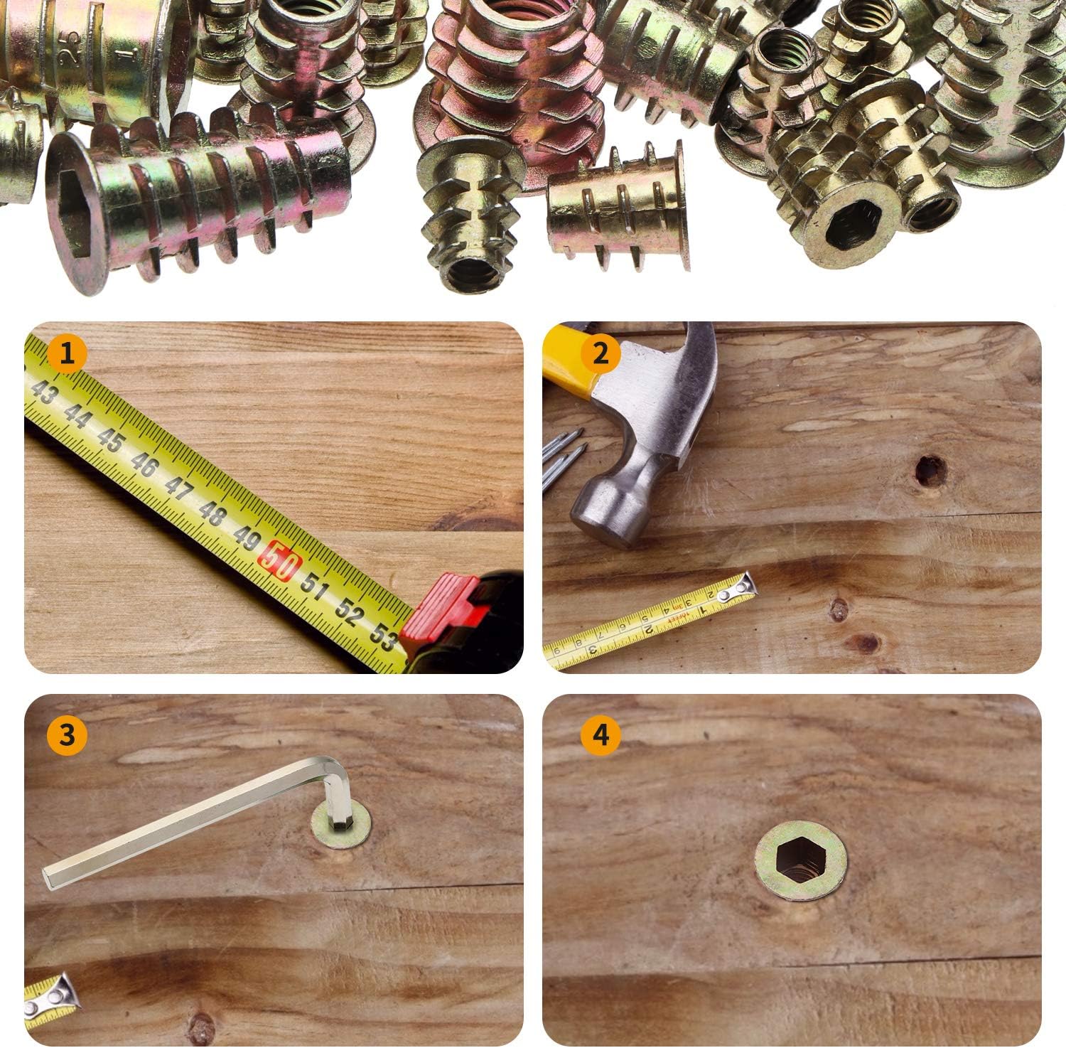 M6 M8 M10 Insert Nuts Thread for Wood Insert Hex Socket Screw Furniture ...
