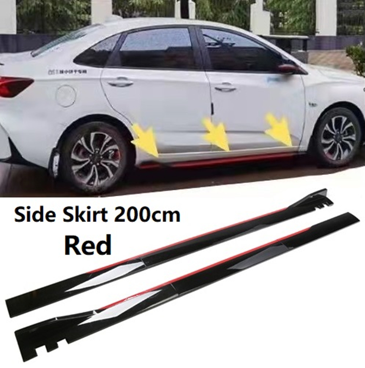 Universal Car Side Skirt BLACK Extensions Rocker Panel Splitters Lip ...
