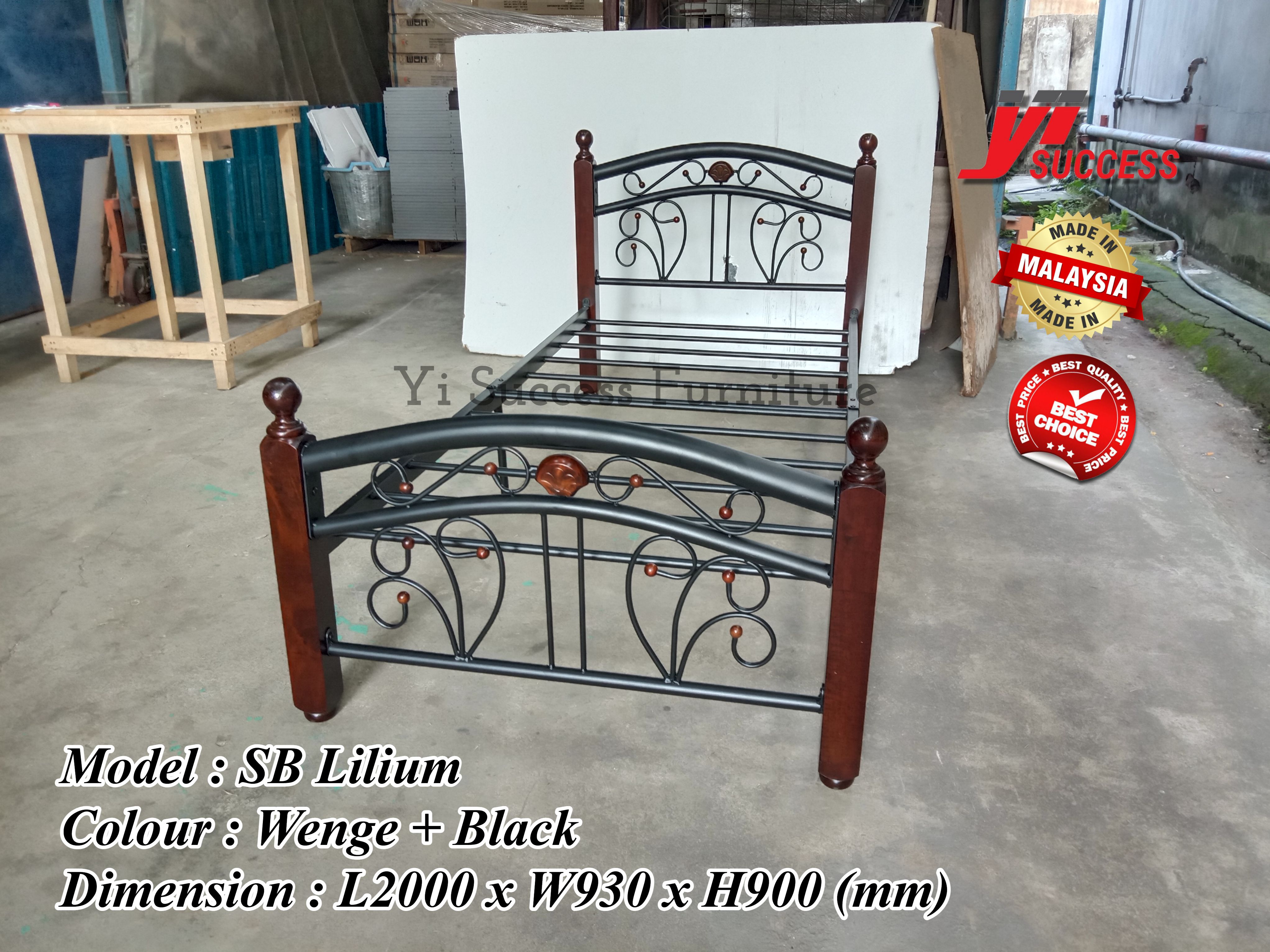 Yi Success Lilium Design Metal Single Bed Frame / Wooden Post Metal Bed ...