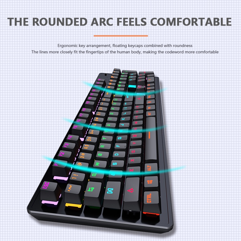 LEAVEN K880 Mechanical Keyboard RGB Wired Gaming keyboard mechanical ...