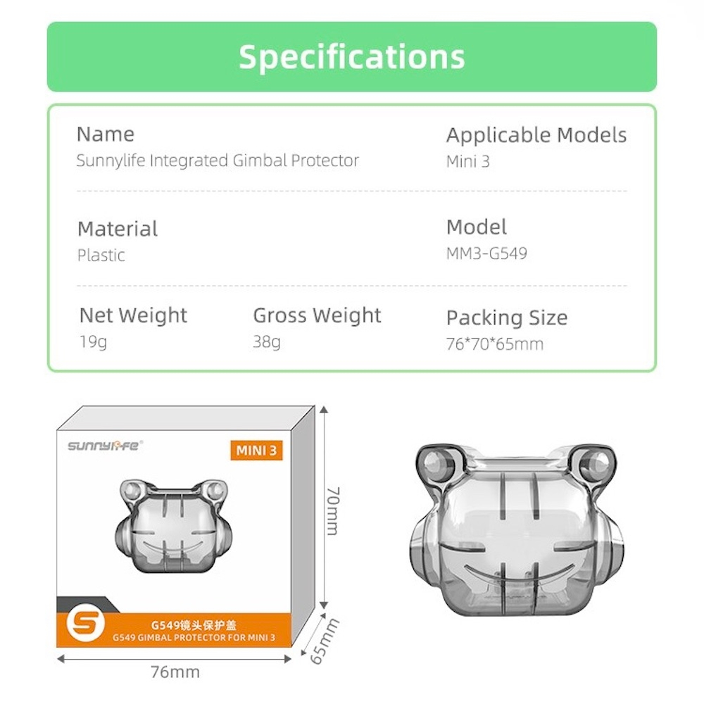 SUNNYLIFE G445 / G549 Gimbal Cover Protector Guard for DJI MINI 3 PRO ...
