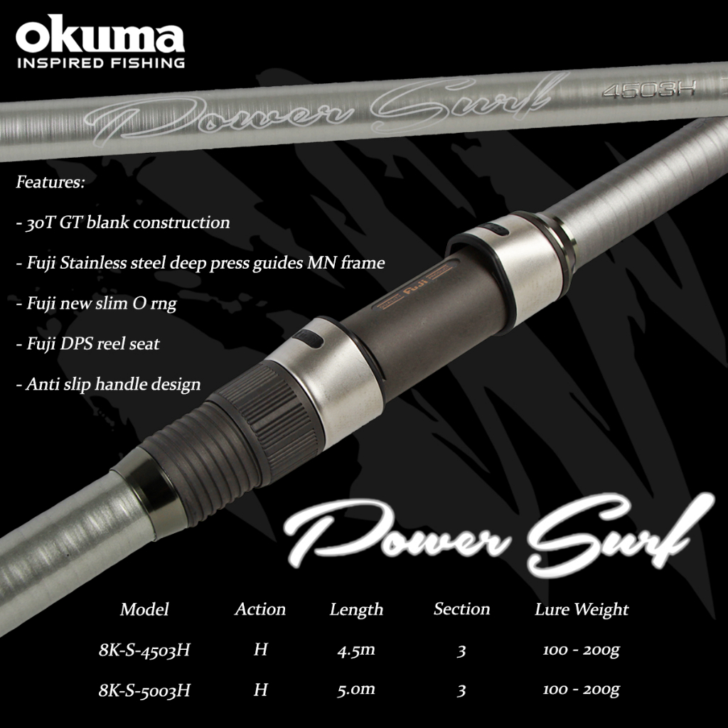 FUJI (4.5m-5.0m) Okuma Rod Power Surf 8K Heavy Spinning Surf