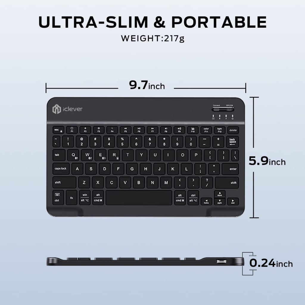 iClever BK04 Universal Slim Portable Wireless Bluetooth 5.1 7-Colors ...