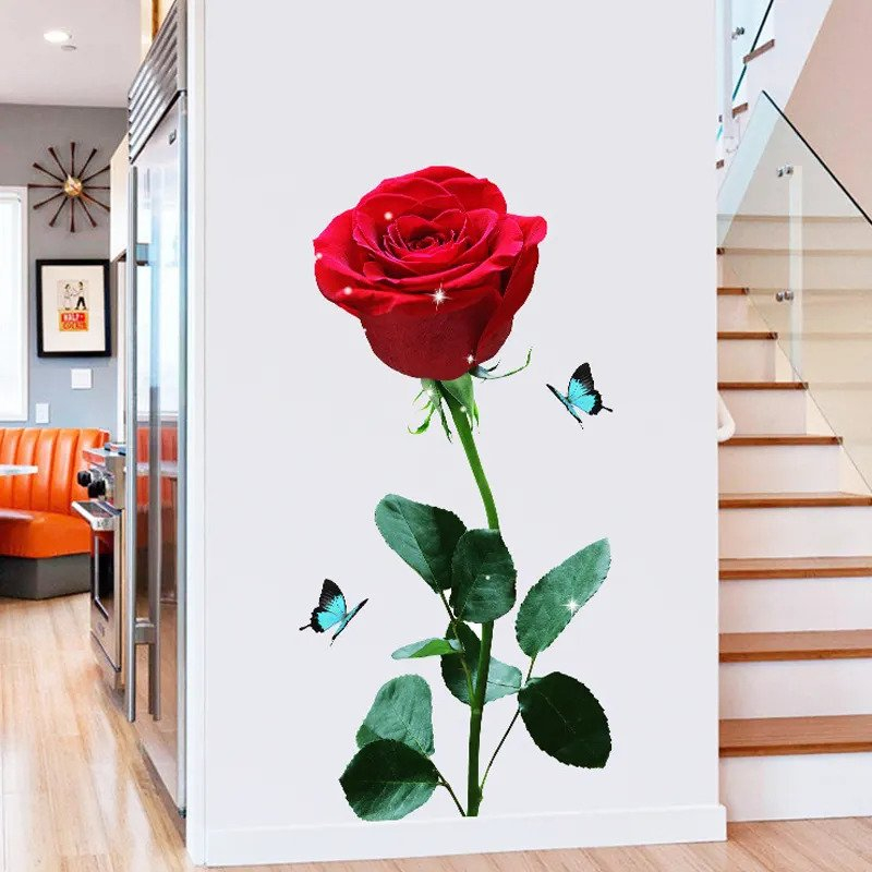 Large Rose Living room decoration 3d rose giant flower wall decal ...