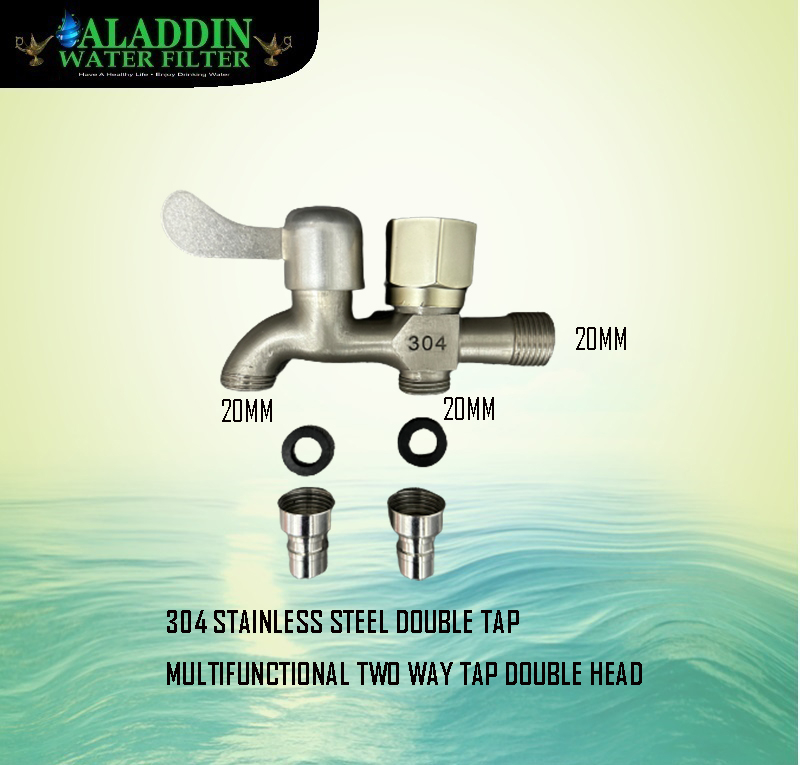 304 STAINLESS STEEL DOUBLE TAP MULTIFUNCTIONAL TWO WAY TAP DOUBLE HEAD ...