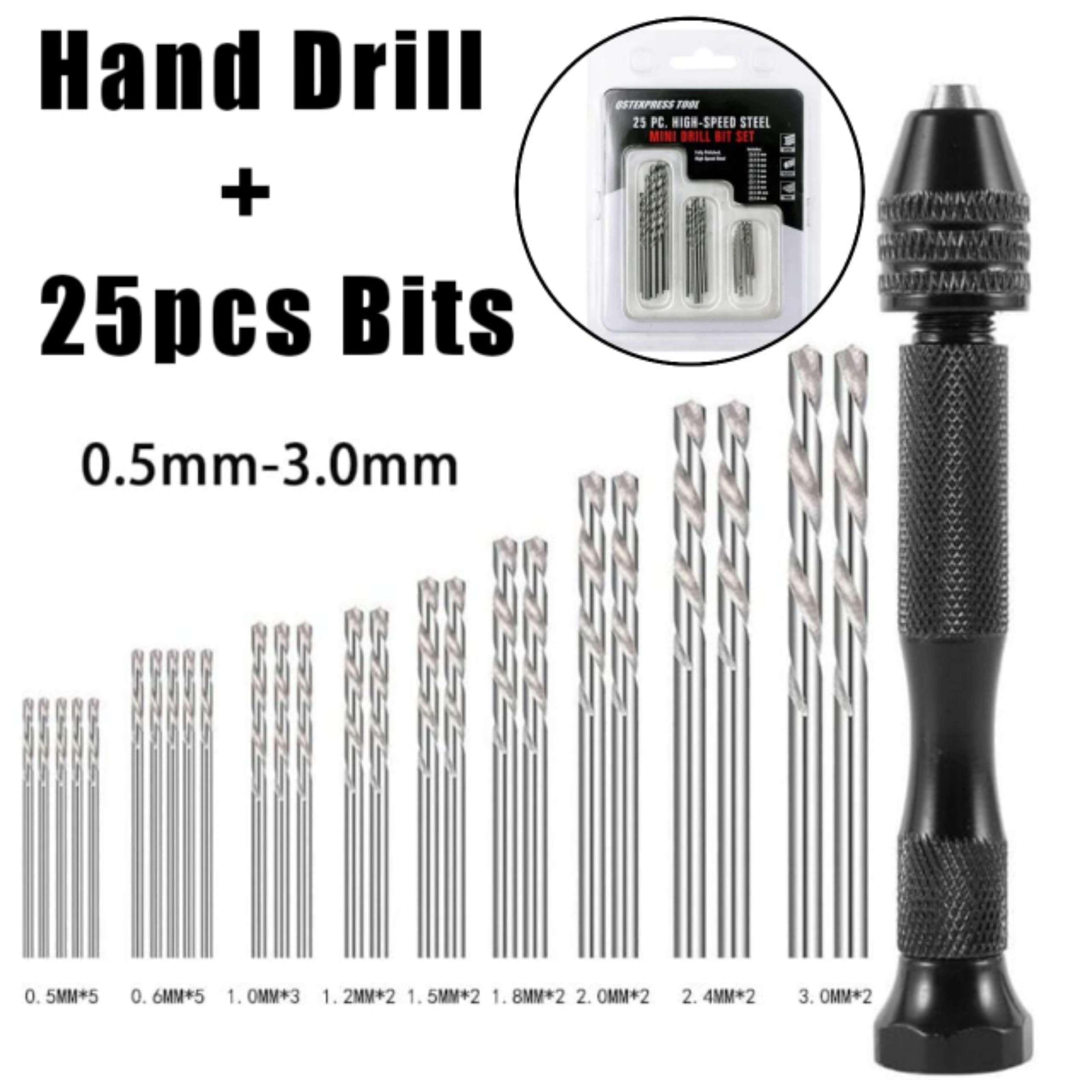 CEO 🇲🇾 Mini Micro Aluminum Hand Drill With Keyless Chuck HSS Steel ...