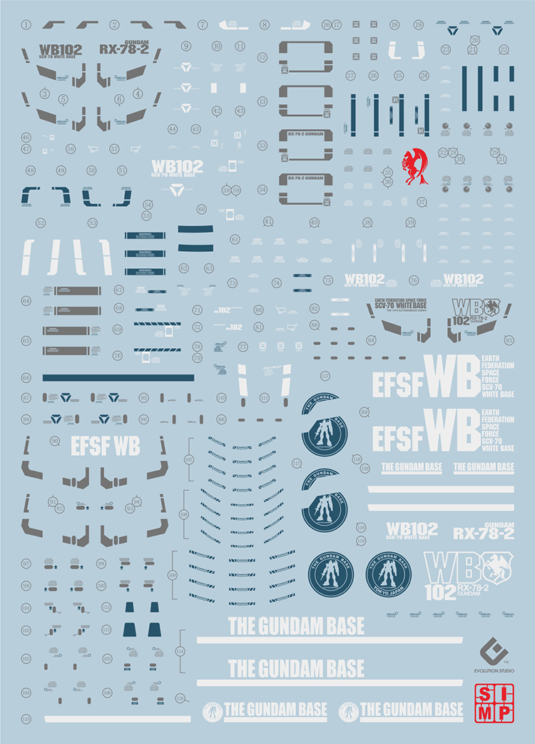 [EVO] EM11 MG 1/100 RX-78 3.0 TOYKO BASE VERSION WATER DECAL ...
