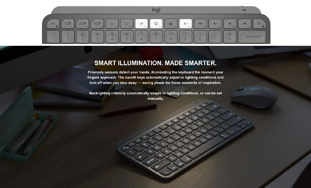 LOGITECH MX KEYS MINI Wireless Keyboard with Easy-Switch Keys, Smart ...