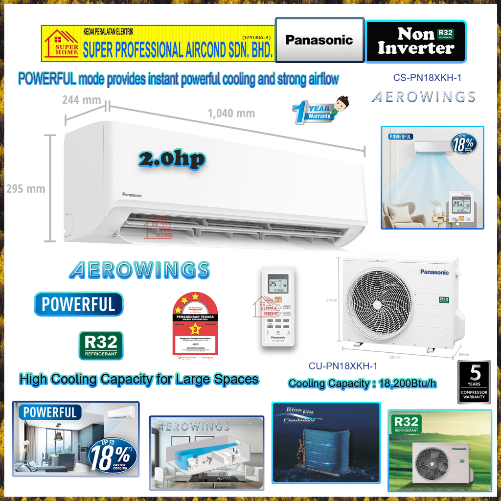 Panasonic R32 Non Inverter Air Conditioner 1.0hp - 3.0hp Standard Non ...