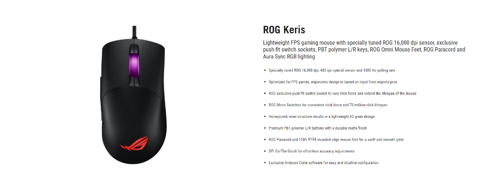 ASUS P509 Rog Keris Wired/Keris Wireless Gaming Mouse AC-90MP01R0 ...