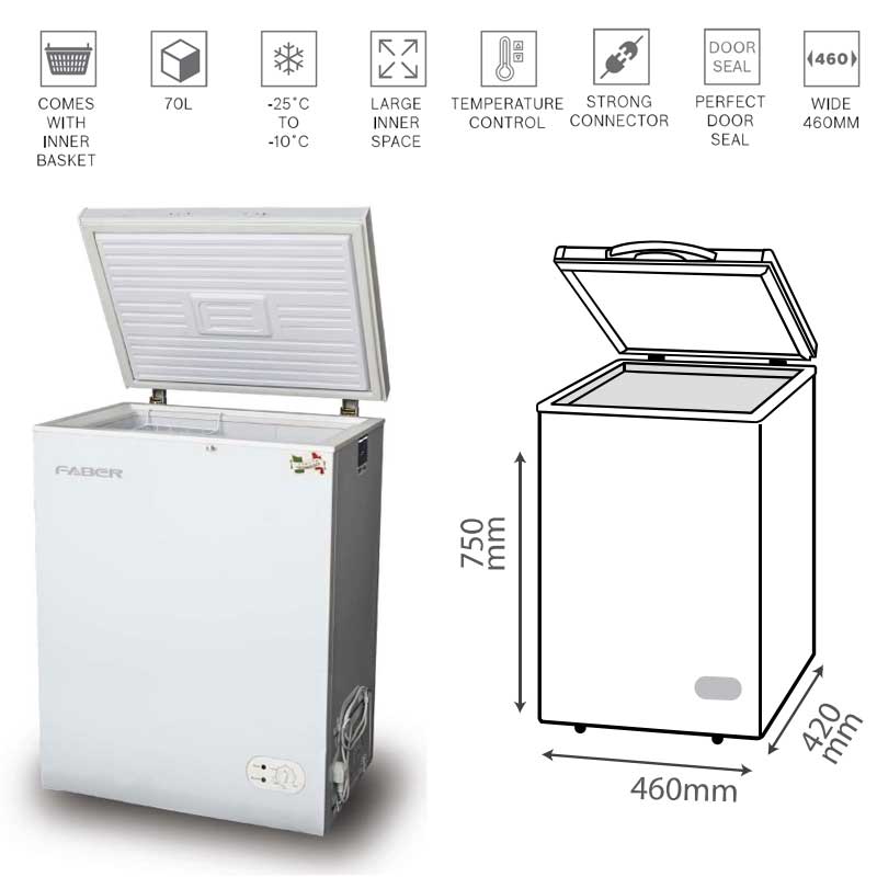 Faber Deep Freezer FZ-F88(N) 70 Liters DUAL Function Chest Freezer ...
