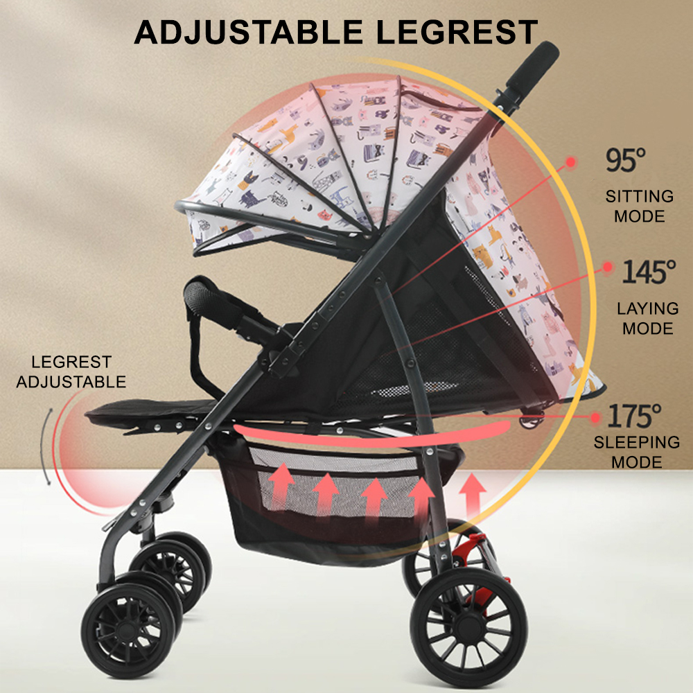 2 Way Push Elegant Baby Infant Stroller with Reversible And Adjustable ...