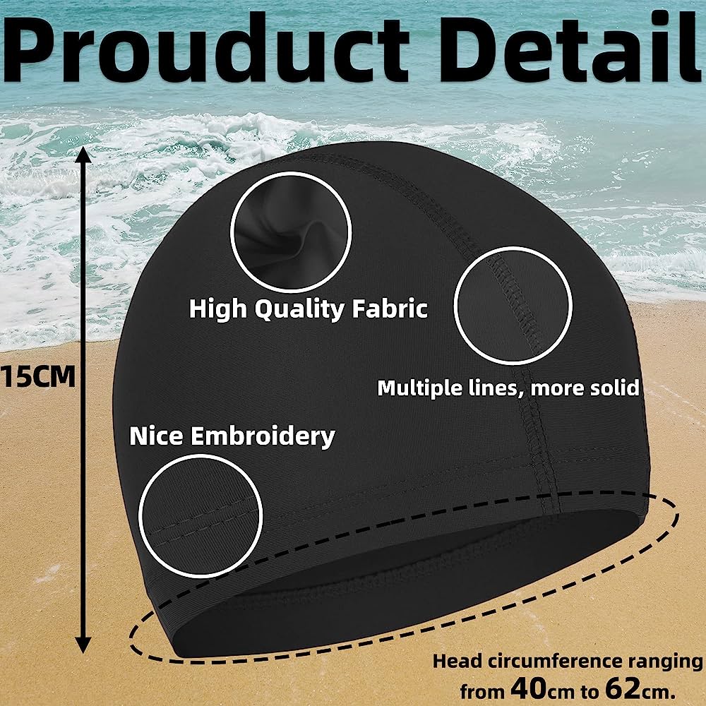 24 Pcs Swim Caps For Women Comfortable Fabric Swimming Caps Elasticity Nylon Slip Pool Hat Unisex Hat For Long Short Hair Team Competition Club