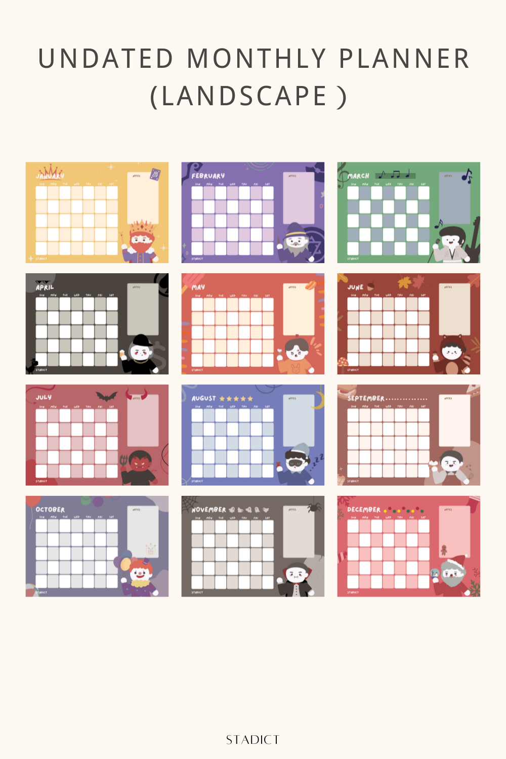 Cute Undated Monthly Planner | Digital Planner | Goodnotes Notability ...