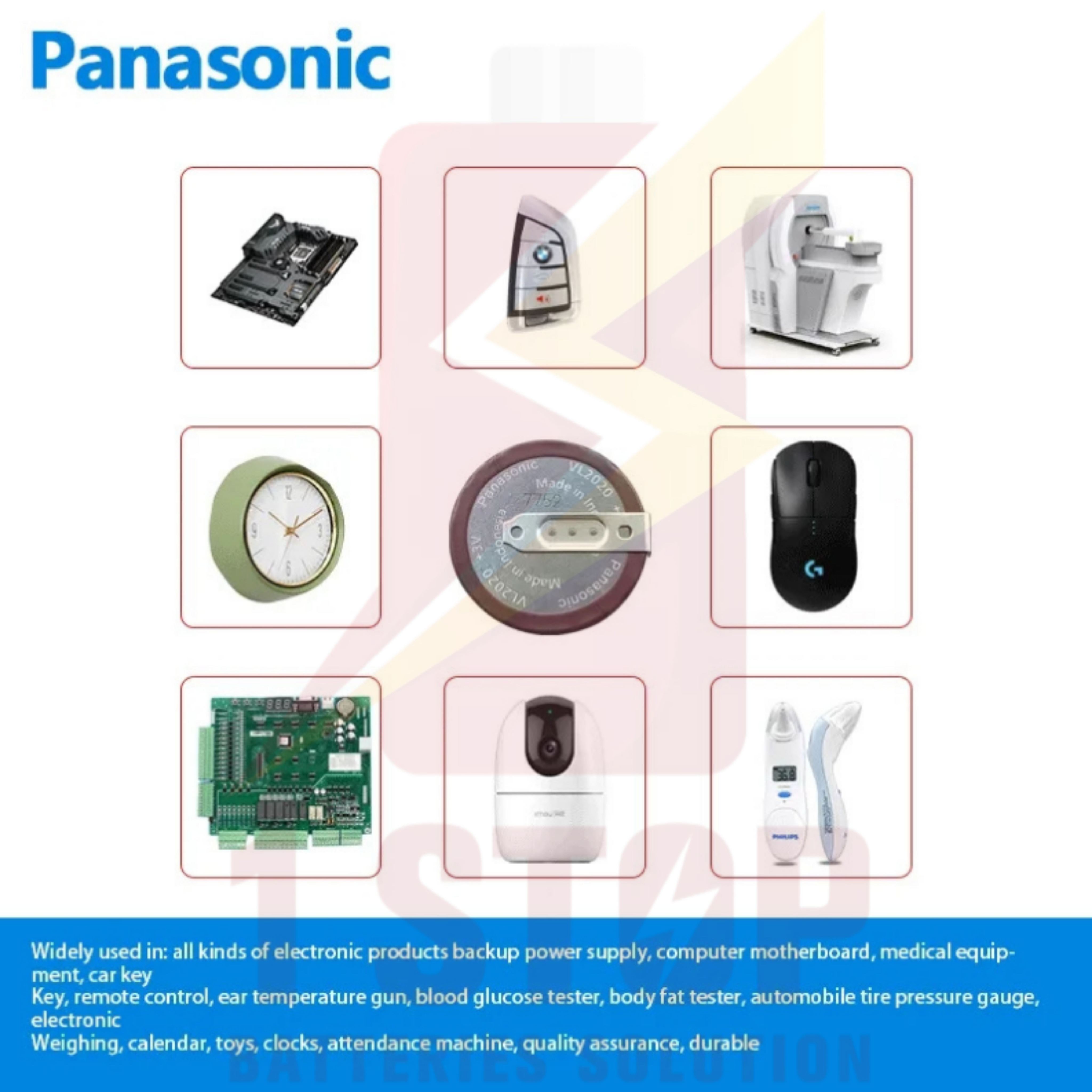 Panasonic VL2020 With Legs 90 degrees 3V 20mAh Rechargeable Lithium ...