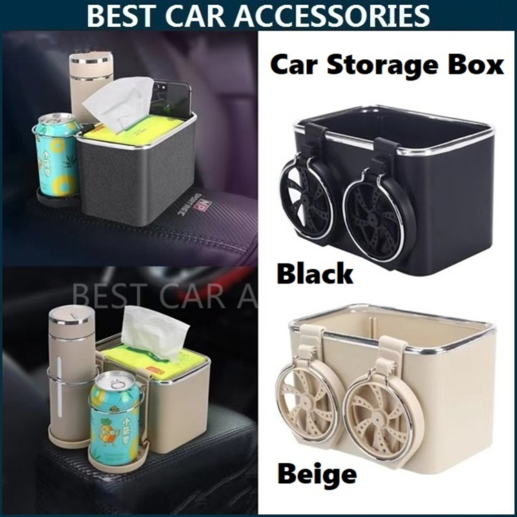 Car armrest storage box multifunctional tissue box cup holder foldable ...
