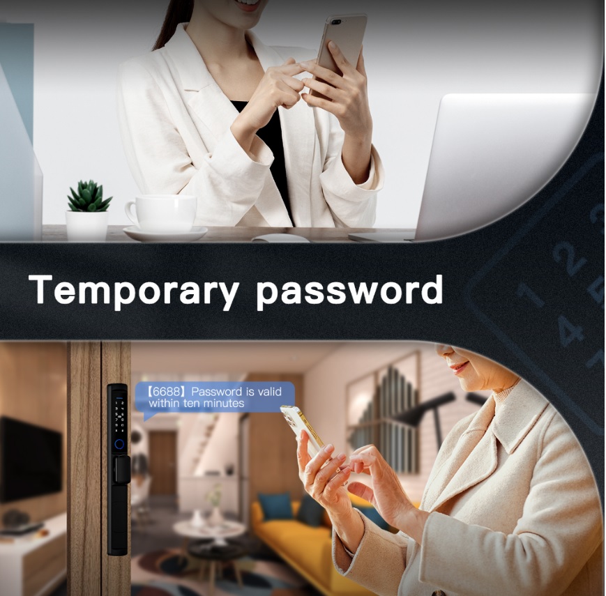 F2 WiFi Smart Narrow Side Fingerprint Coded Door Lock Remote Control ...