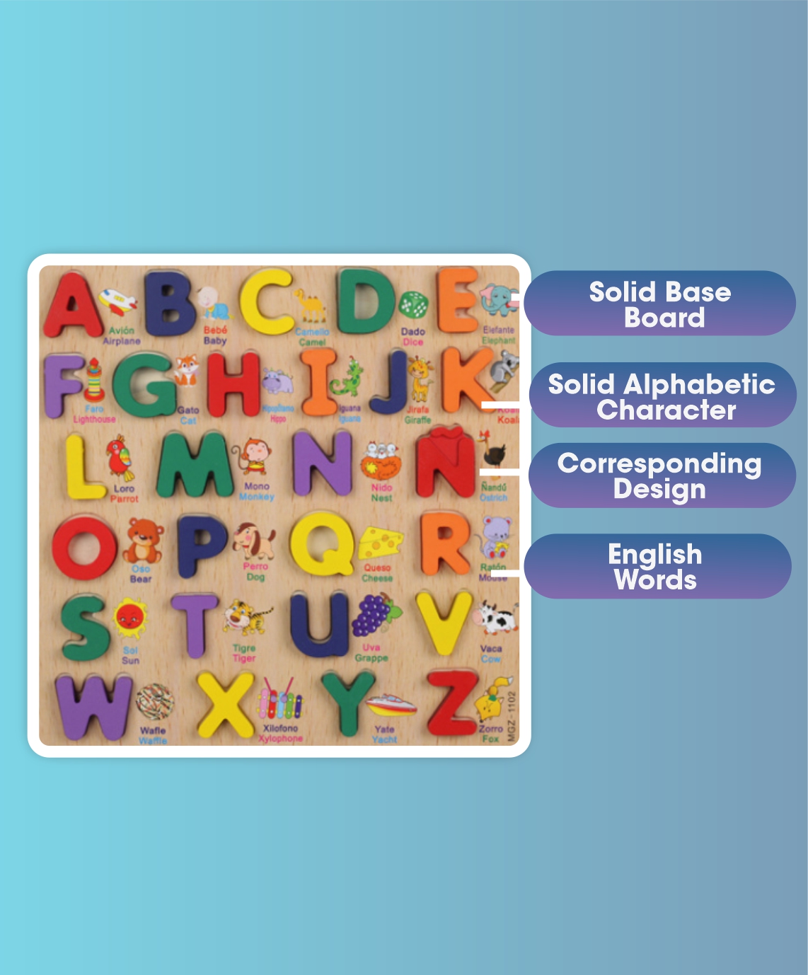 Kids Jigsaw Wooden Puzzle Baby Montessori ABC Puzzle Learning Toys ...