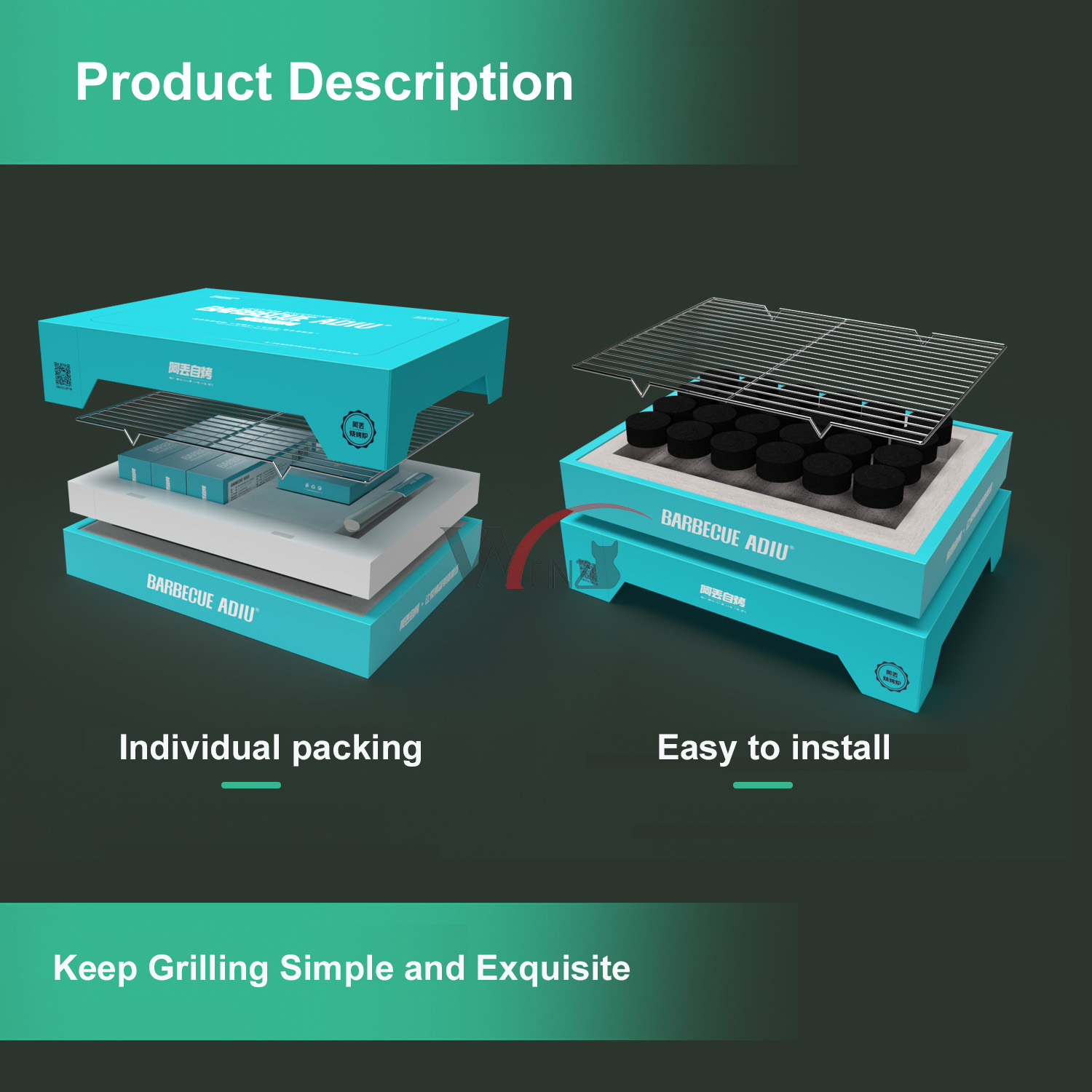 Disposable BBQ Grill Set Indoor / Outdoor Barbecue Grill Set (One time