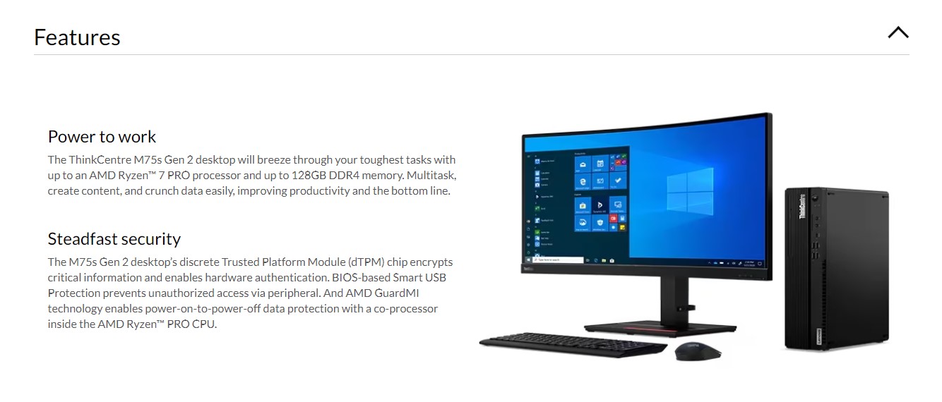 Lenovo Thinkcentre M75s Gen 2 Ryzen5 Pro 3400g 8gb Ram 256gb Ssd Win10