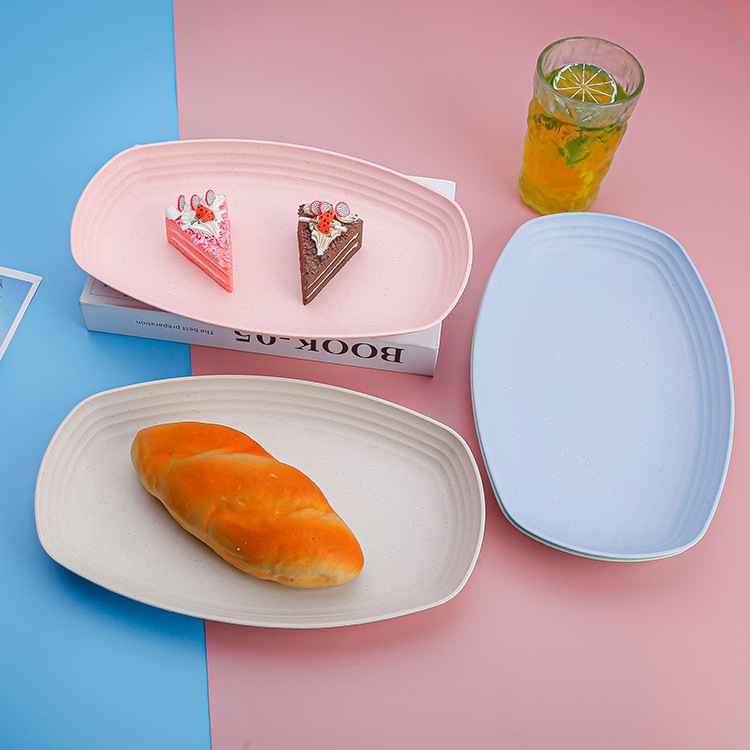 29cm Wheat Straw Colorful Tableware Bpa Free Rectangular Plate Dessert ...