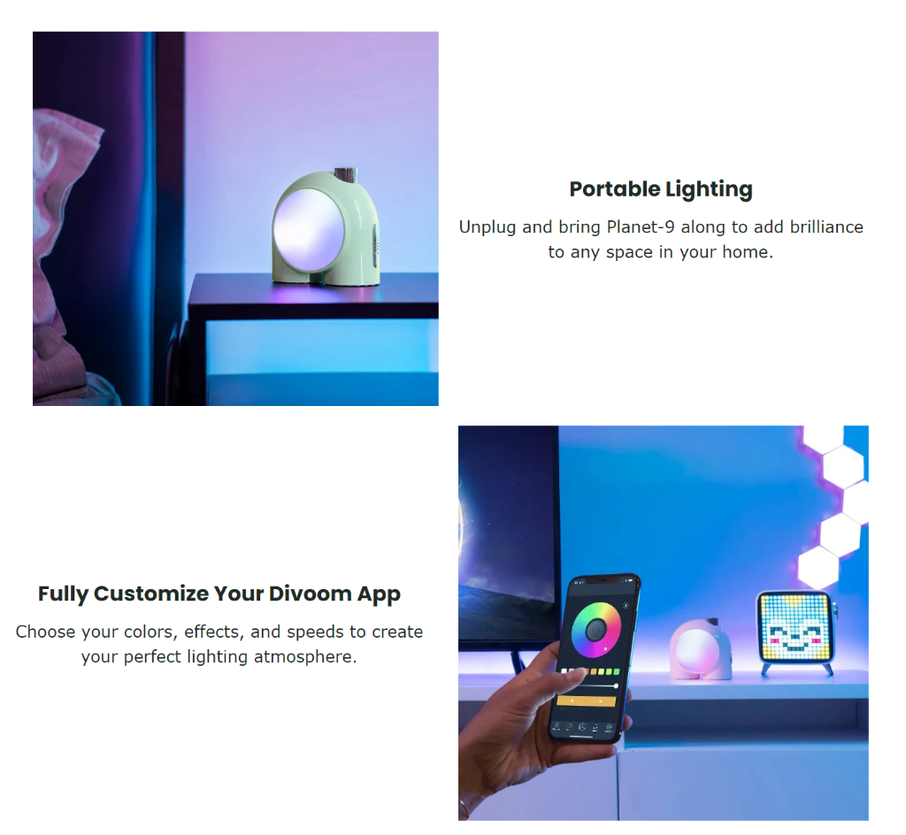 Divoom Planet-9 Desk Lamp | App Control | 16 Million Colors Lighting ...