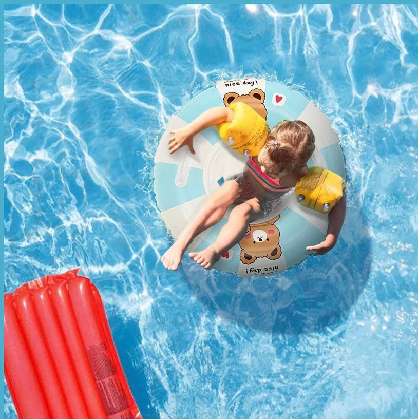 Swimming Ring Kids Bear & Bunny Float Ring Swim Floating With 2 Handles ...