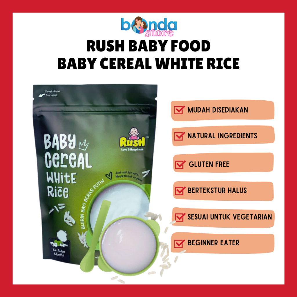 RUSH BABY Bubur Nasi Bayi Serbuk Beras Putih Perang Oat Bijirin Beras ...