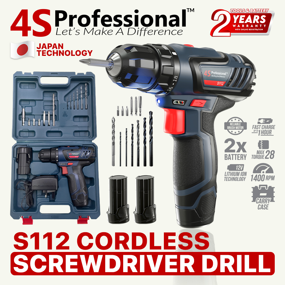 4S Professional S112 Cordless Screw Driver Power Drill 12V 2