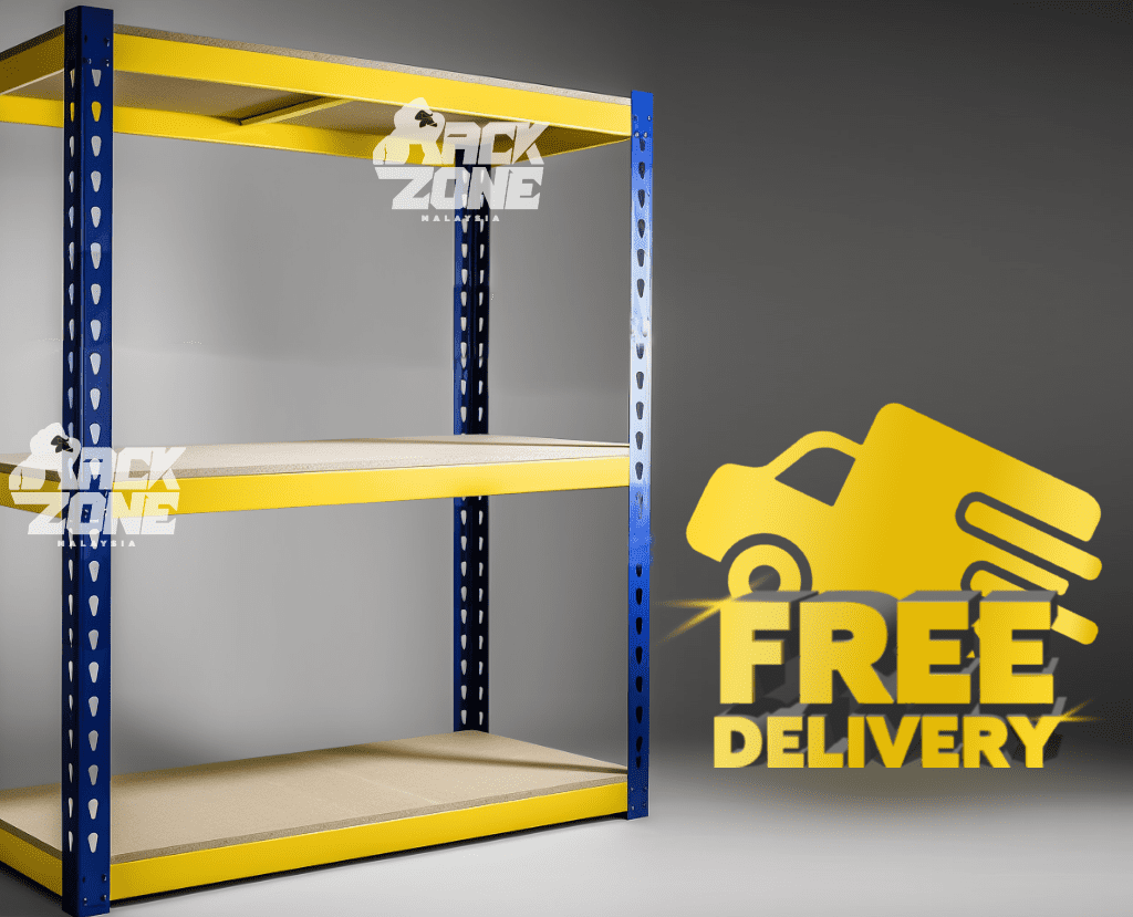 RACKZONE Yellow Blue 3 Level Rak Besi Bertingkat Boltless Rack Shelf ...