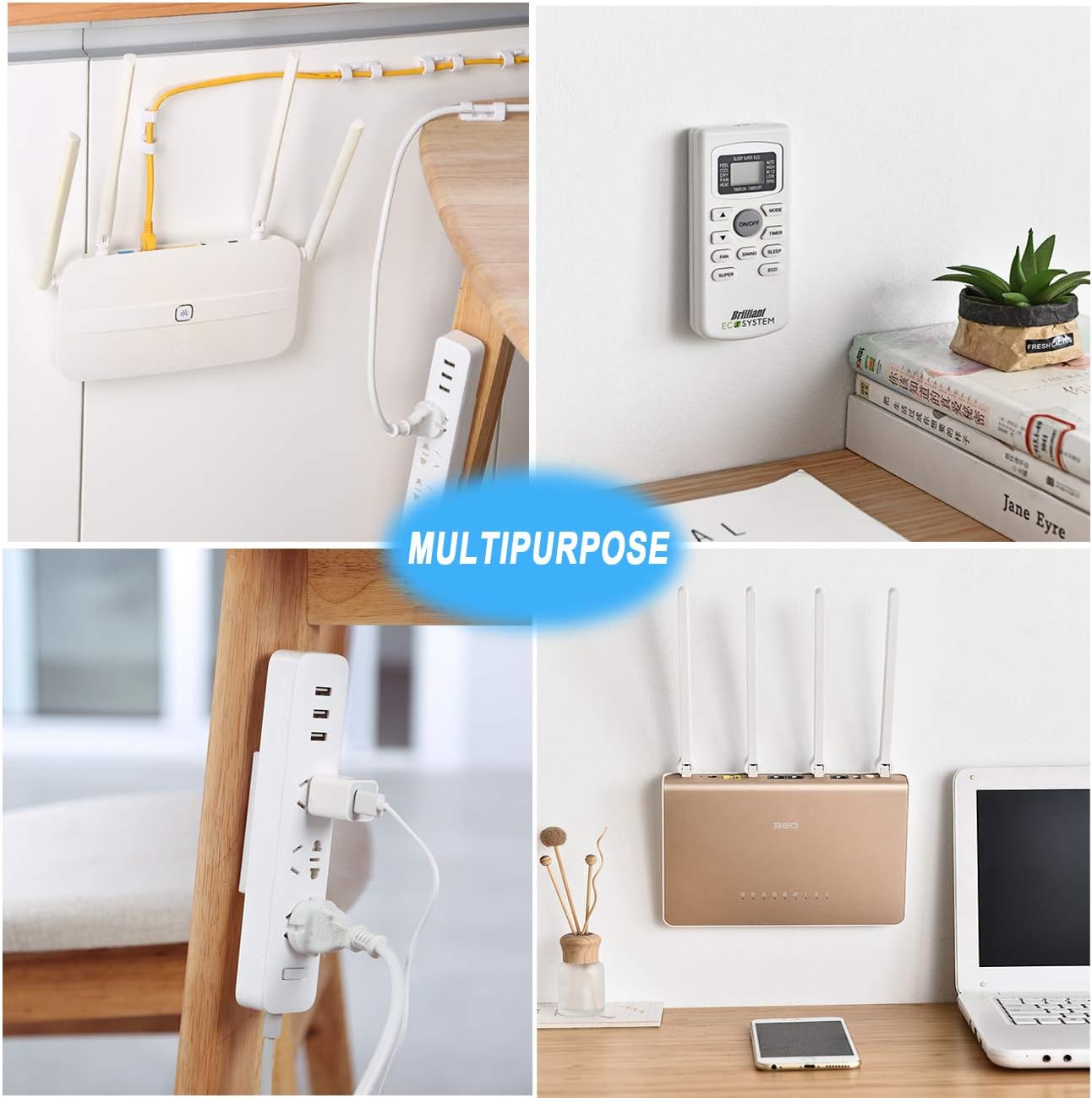[LOCAL STOCK] Extension Power Plug Holder Wall Mount Router Power ...