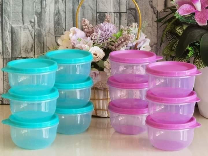13 Warna Colourful Tupperware mini bowls 230ml Round mini bowl Small ...