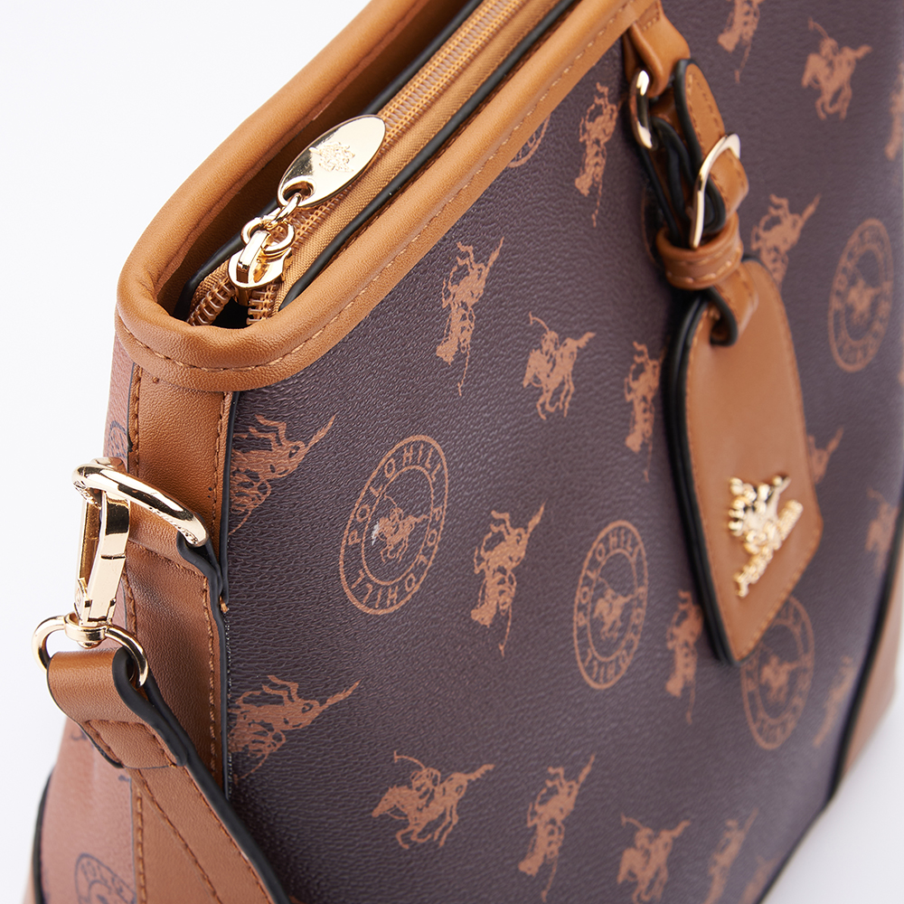 POLO HILL Ladies Monogram Crossbody Shoulder Bag PHS-HB2080 (Brown)