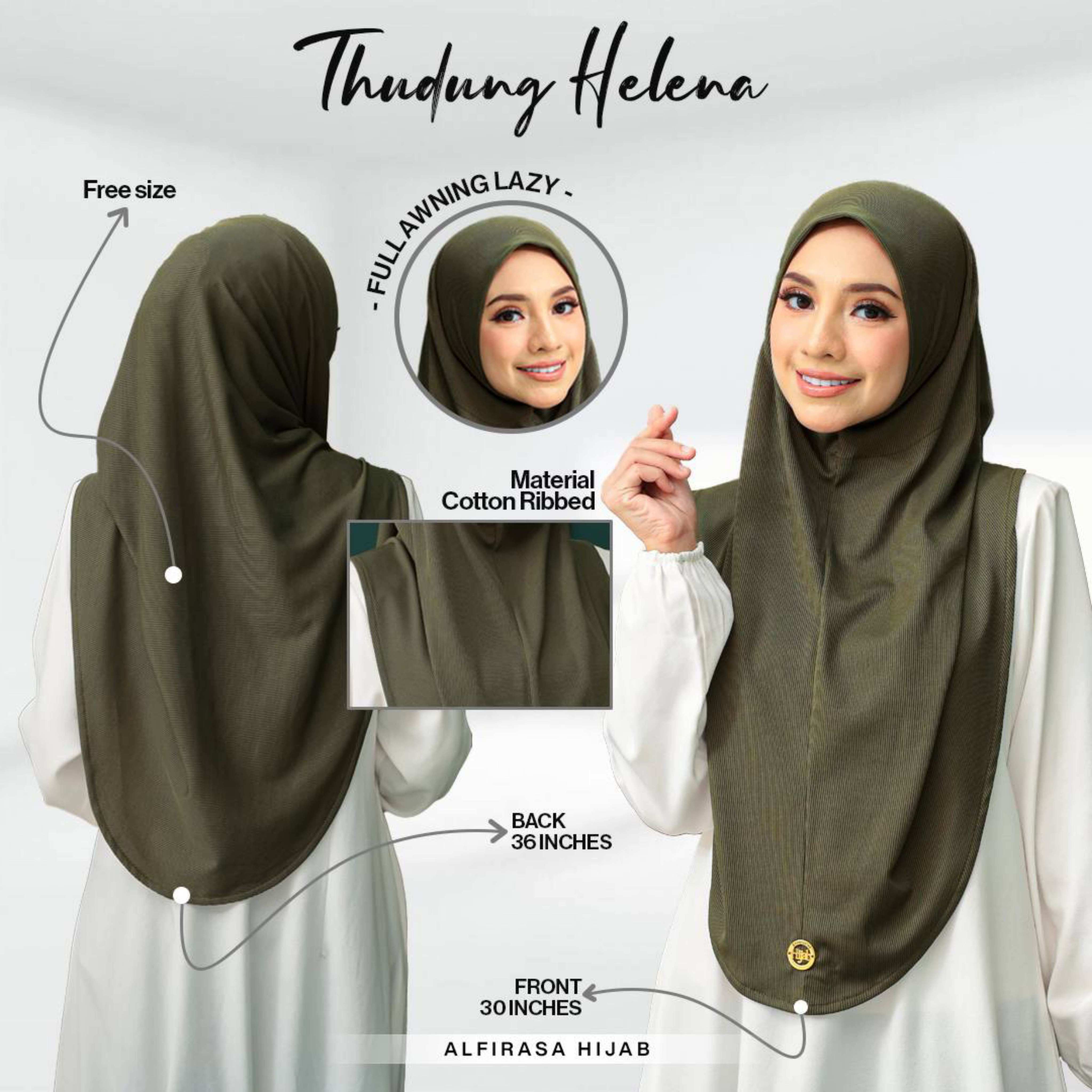 TUDUNG SARUNG HELENA COTTON RIBBED PLAIN | FULL AWNING | MATERIAL ...