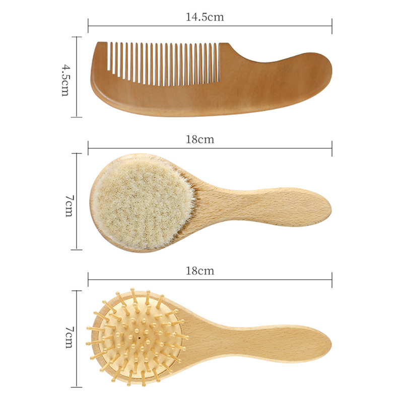 Newborn Wool Baby Wooden Brush Comb Newborn Hair Brush Infant Head ...