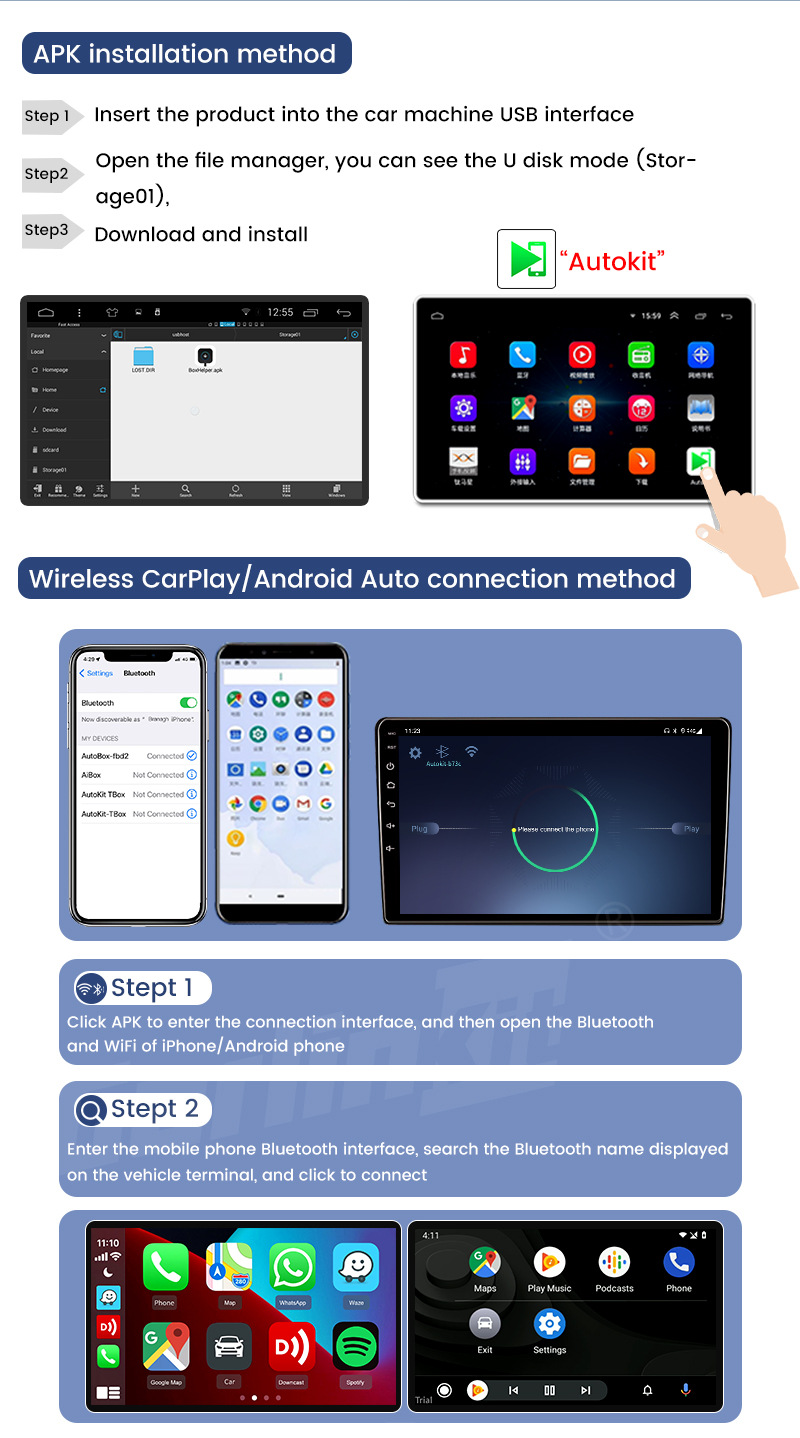 Carlinkit 3.0 Wireless Android Carplay Infotainment Adapter Carlink Kit ...