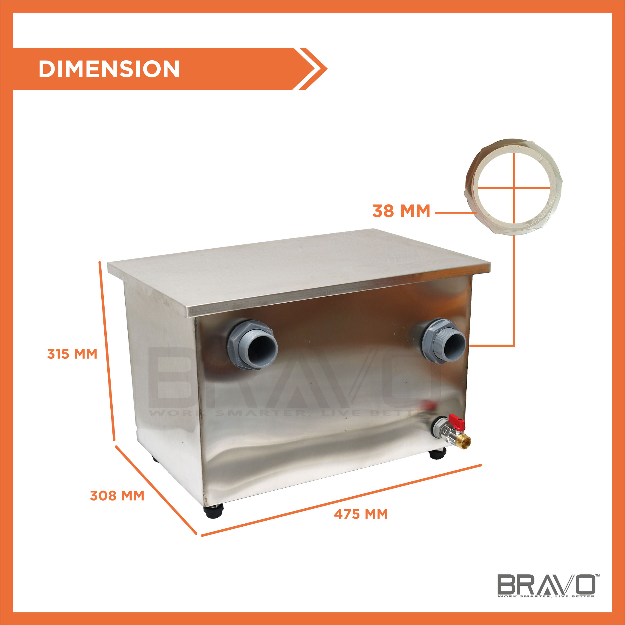 Beres Stainless Steel Grease Trap Perangkap Minyak Penapis Gris Interceptor  Oil Water Separator for Sink Dapur