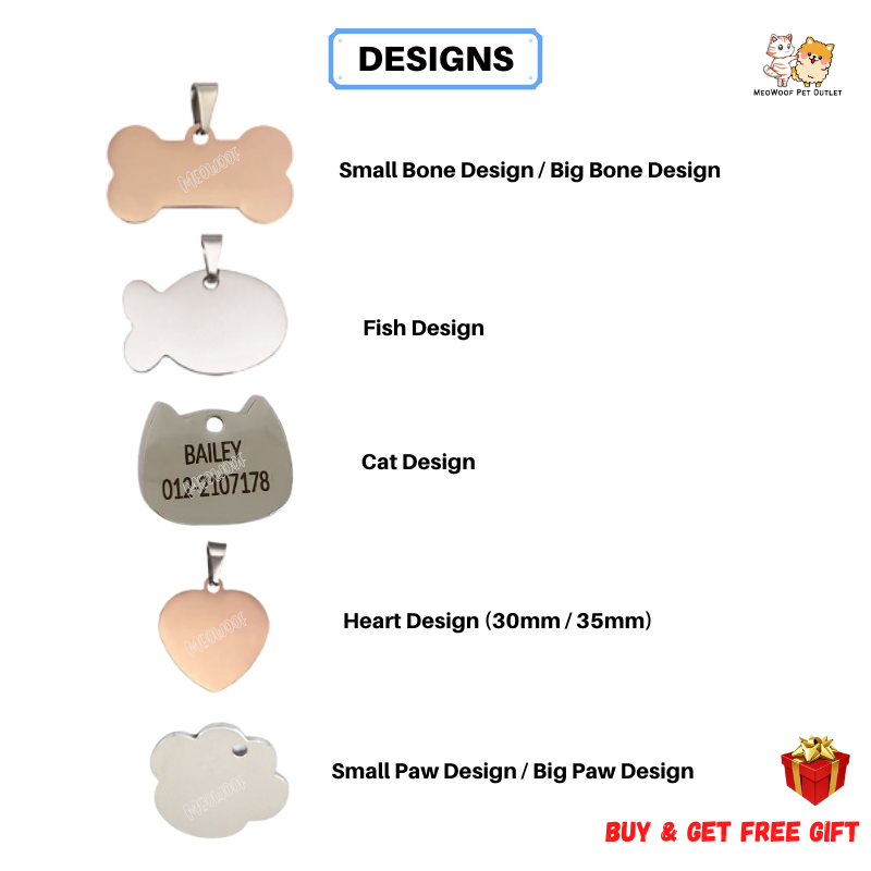 MEOWOOF Cat Name Tag Dog Tag Cat Tag Pet Name Tag Pet Tag Dog Name Tag