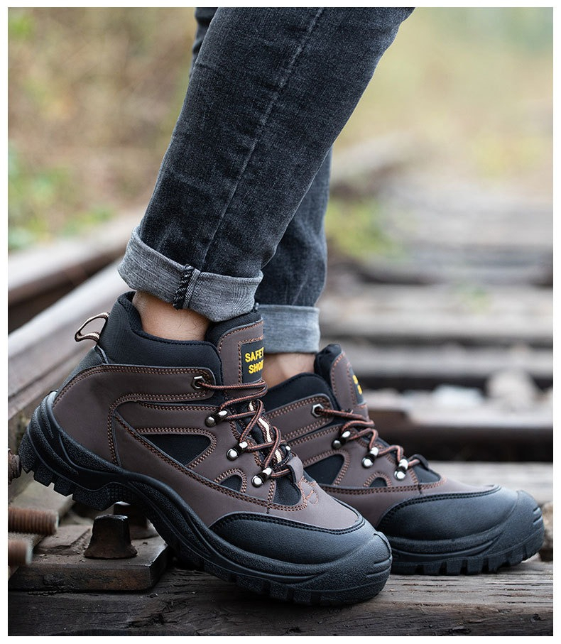Men's Safety Boots shoes Kasut besi Oil Resistant Protector Military ...