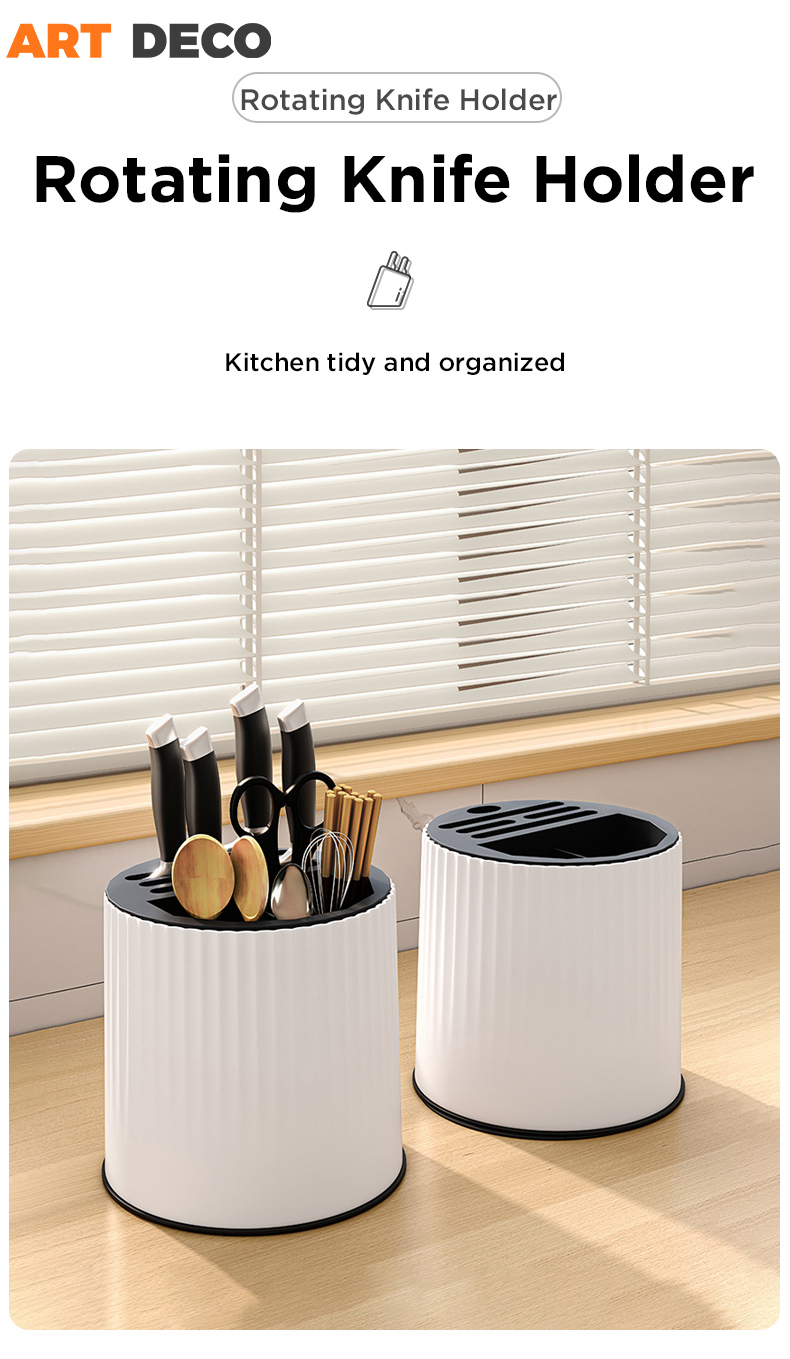 Cutlery Holder 360° Rotating Plastic Knife Chopstick Holder Spoon Fork ...