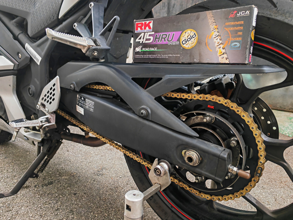 RK Sprocket Set YAMAHA R25 415 RK HRU U-Ring Clip Gold Chain 16/17/18T ...