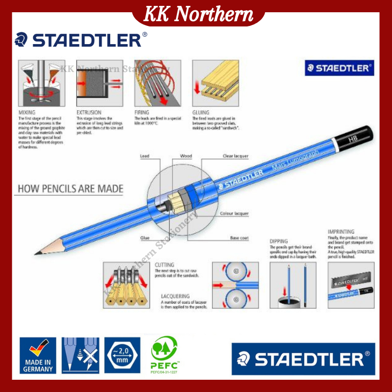 Staedtler Mars Lumograph Pencil 100 9B 8B 7B 6B 5B 4B 3B 2B B F HB H 2H ...