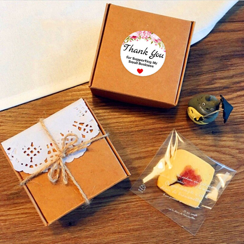 500PCS Thank You Seal Tape Label Sticker Door Gift Kraft Paper Water ...