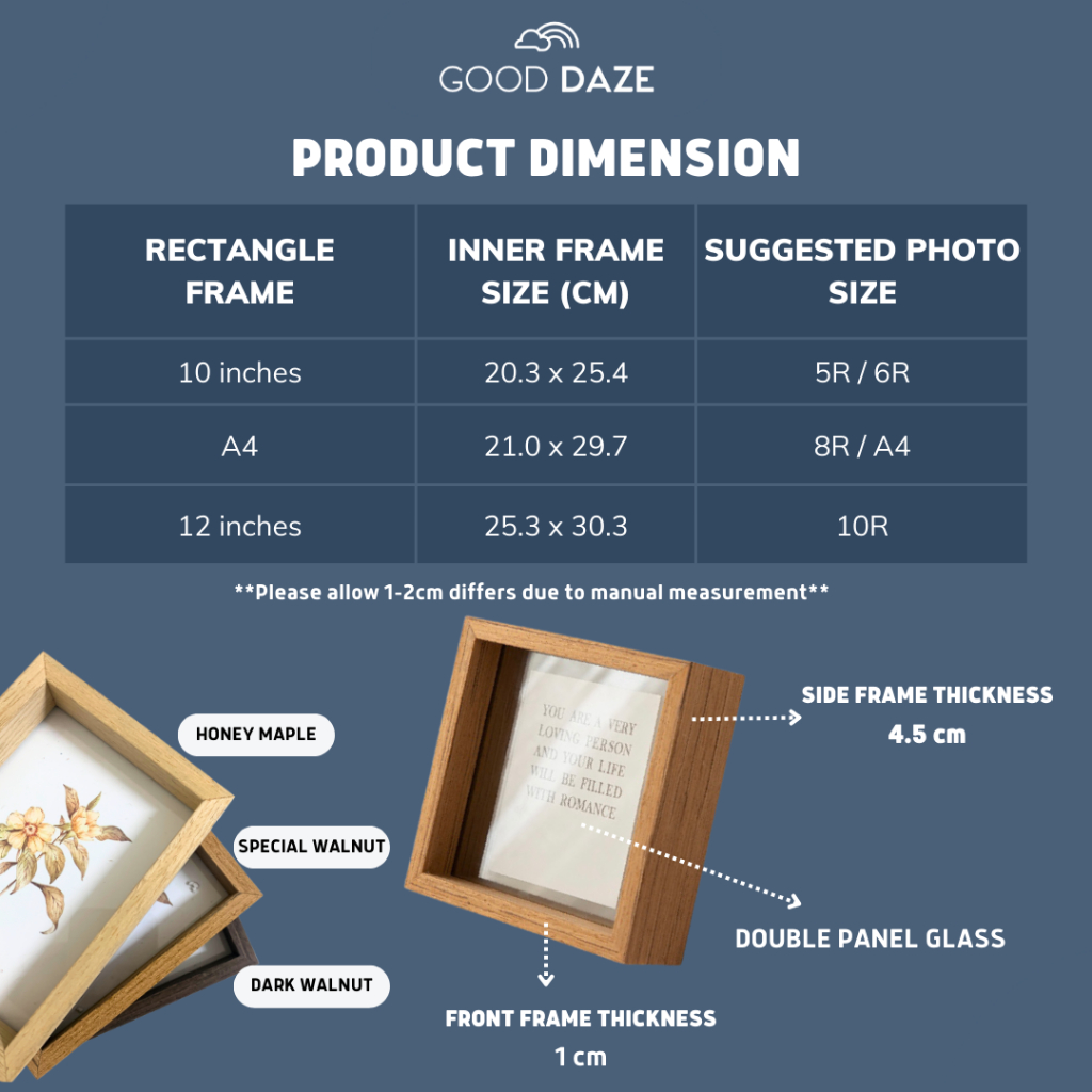 【GOOD DAZE】Wooden Frame 8R/10R/A4 Picture Frame Home Deco Photo Glass ...
