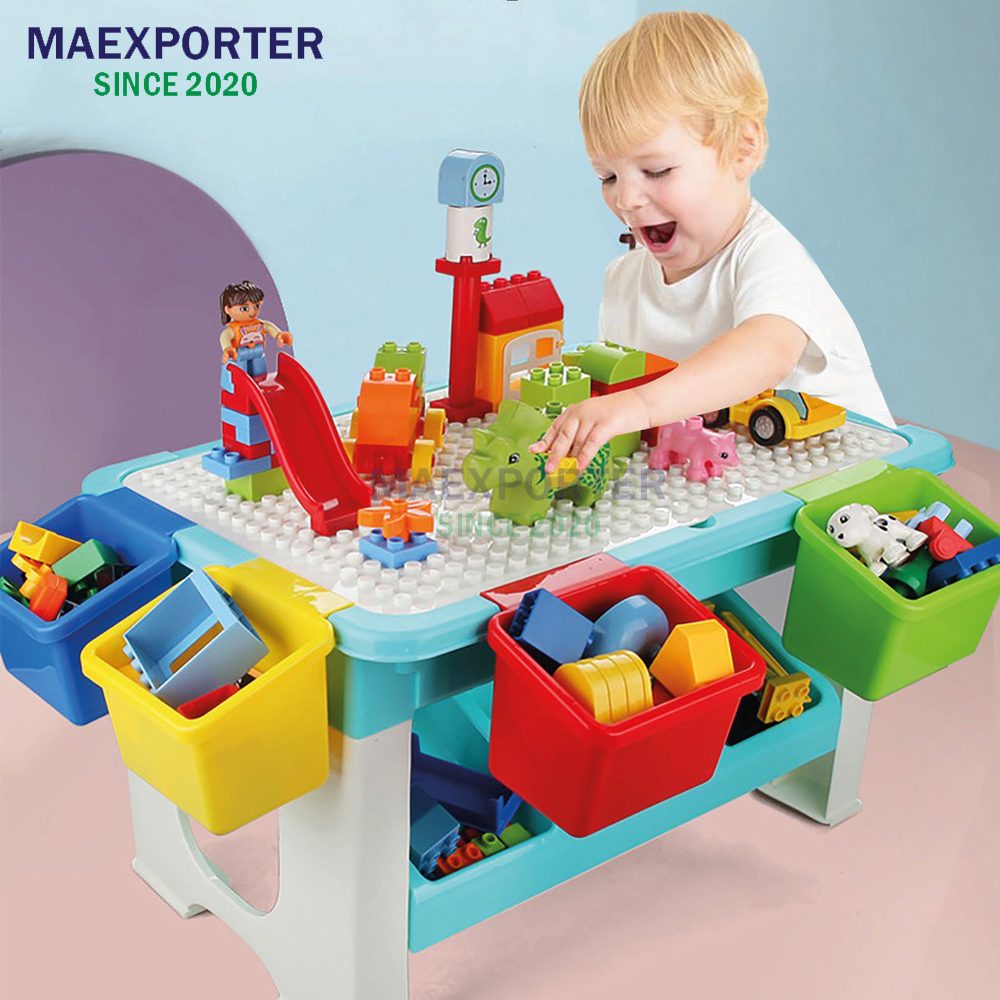 Multifunctional Children Table Building Blocks Table Learning Playing ...