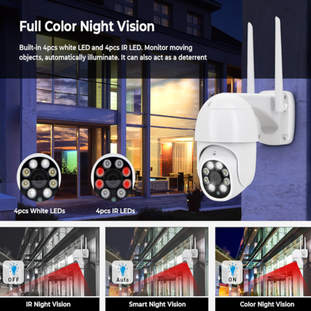 Wireless CCTV IP Camera With Mic 3MP HD 1296P WiFi Outdoor Office Home ...