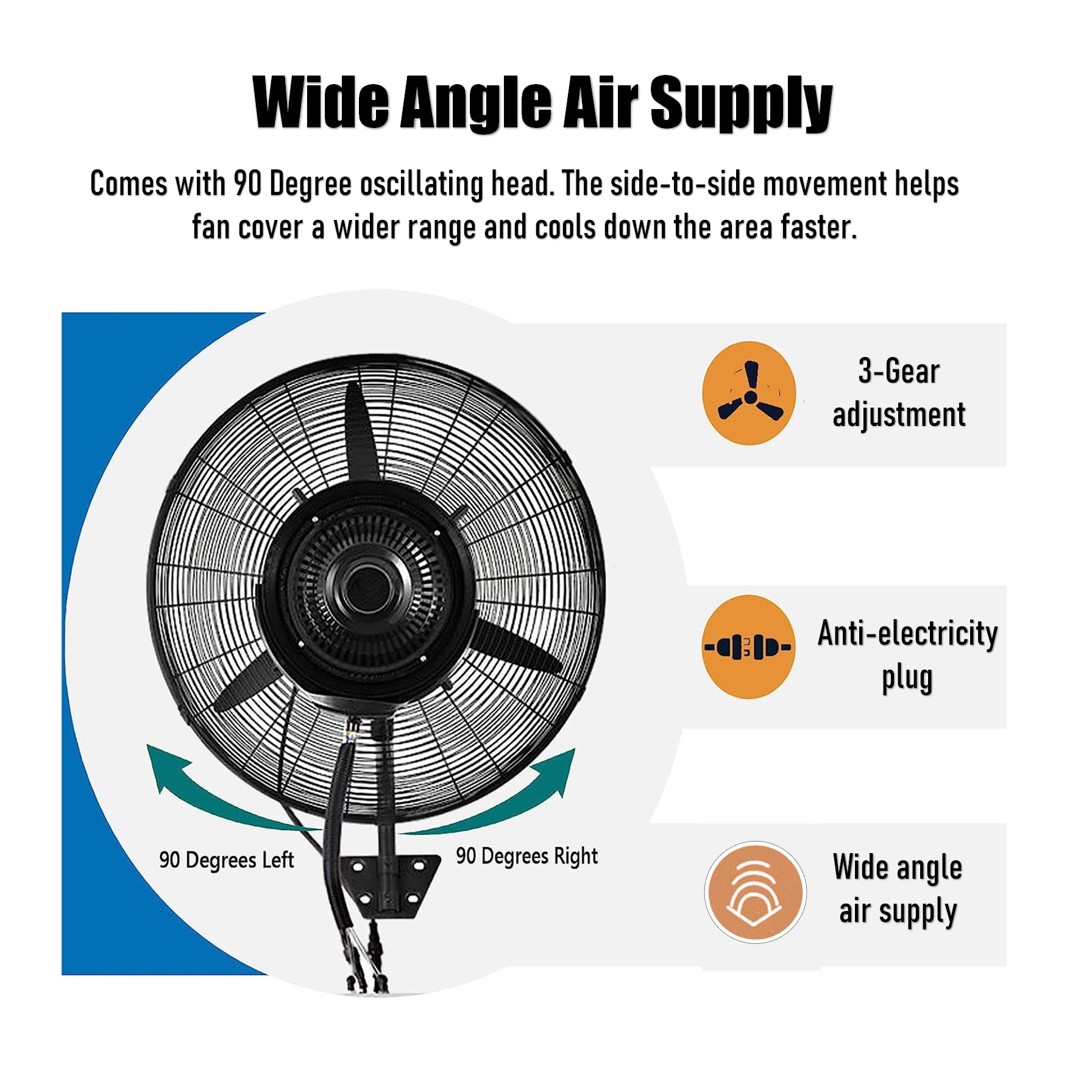 30"/26" Industrial Wall Mounted Mist Fan Auto Refill Water Atomization